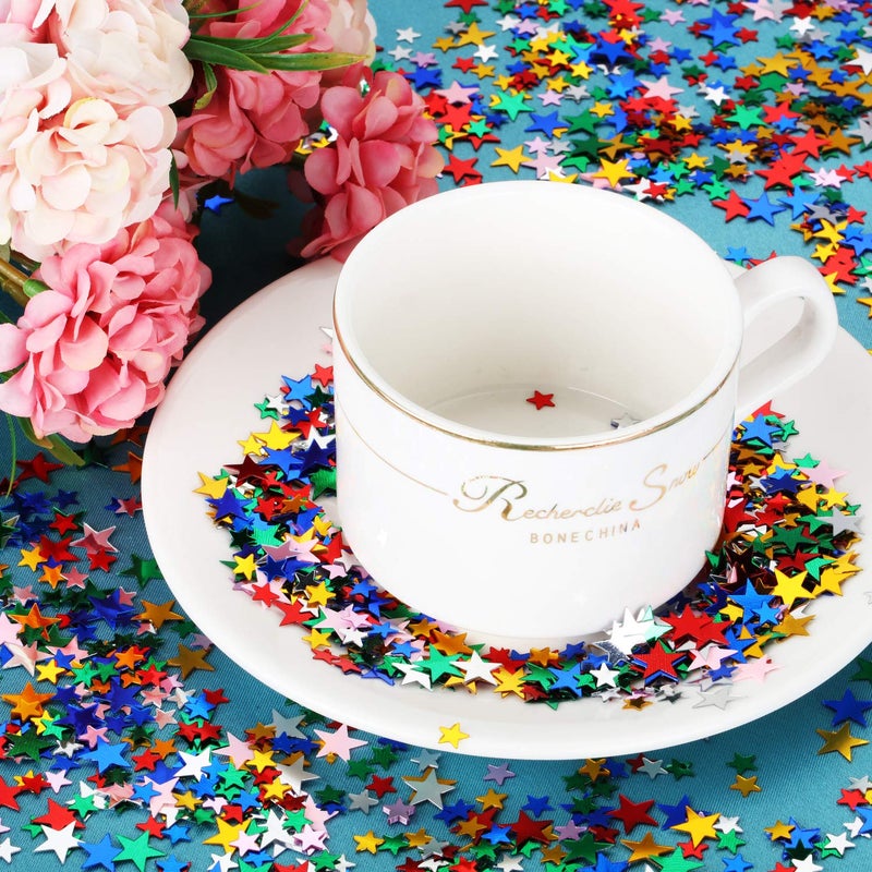 Hestya 60g Star Confetti Glitter Table Confetti Metallic Foil Stars for Christmas Party Wedding Festival Decorations(Multicolor,10mm and 6mm) - Image 4